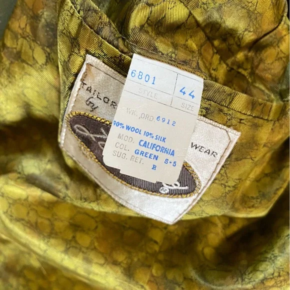 Vintage Lasso Western Jacket, 44R, Olive Green, Wool & Silk, 70s, Retro, Cowboy - Picture 7 of 10